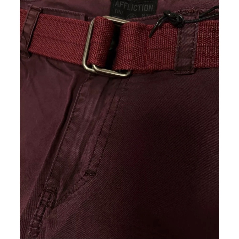 Affliction Men's Cargo shorts Summer Biker MMA Brunt Red Biker Embroidered - Picture 4 of 5